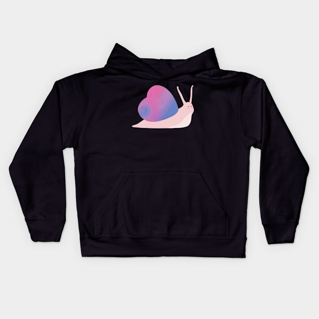 Bisexual Pride Love Heart Snail Kids Hoodie by celestialuka